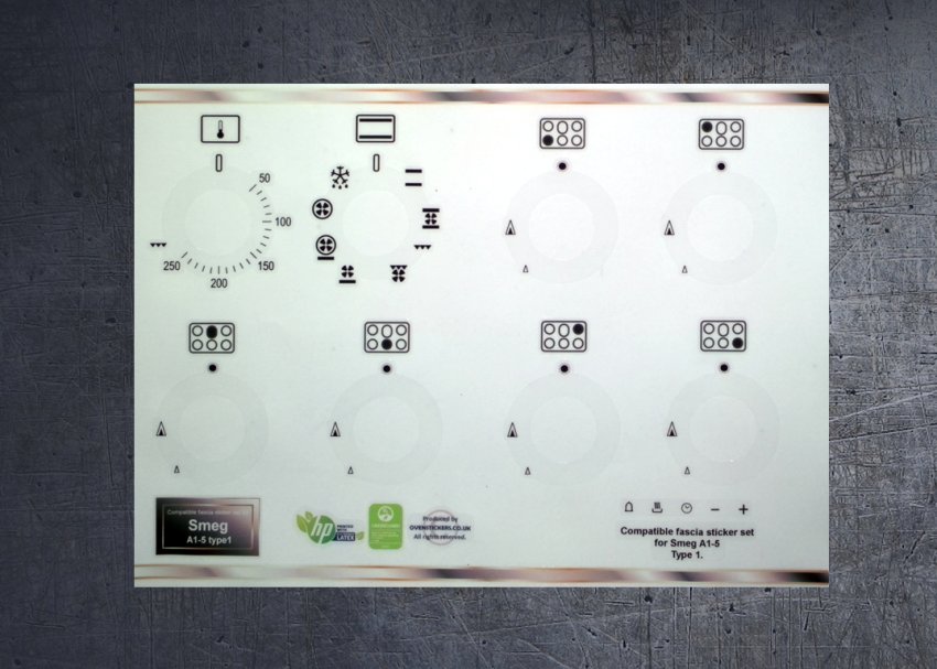 (image for) Smeg A1-5 Compatible fascia sticker set, both types available. - Click Image to Close