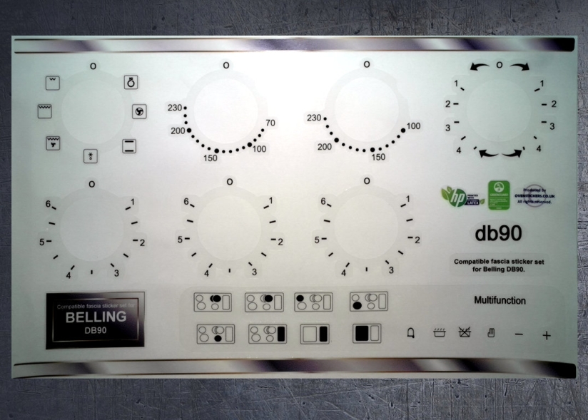 (image for) Belling db90 compatible fascia sticker set. - Click Image to Close