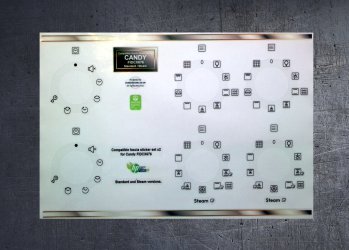 Candy FIDCX676 Compatible fascia sticker set x2, standard and steam variants. (image for) Candy FIDCX676 Compatible fascia sticker set x2, standard and steam variants.