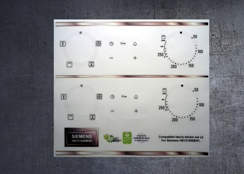 (image for) Siemens HB131550B/01 Compatible fascia sticker set x2. - Click Image to Close