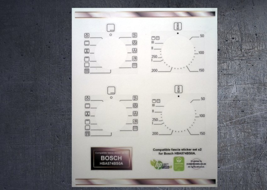 (image for) Bosch HBA574BSOA Compatible fascia oven stickers x2. - Click Image to Close