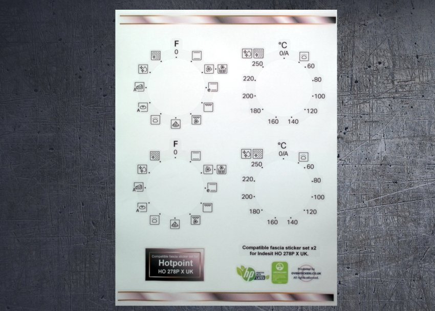 (image for) Hotpoint HO 278P X UK Compatible fascia sticker set x2. - Click Image to Close