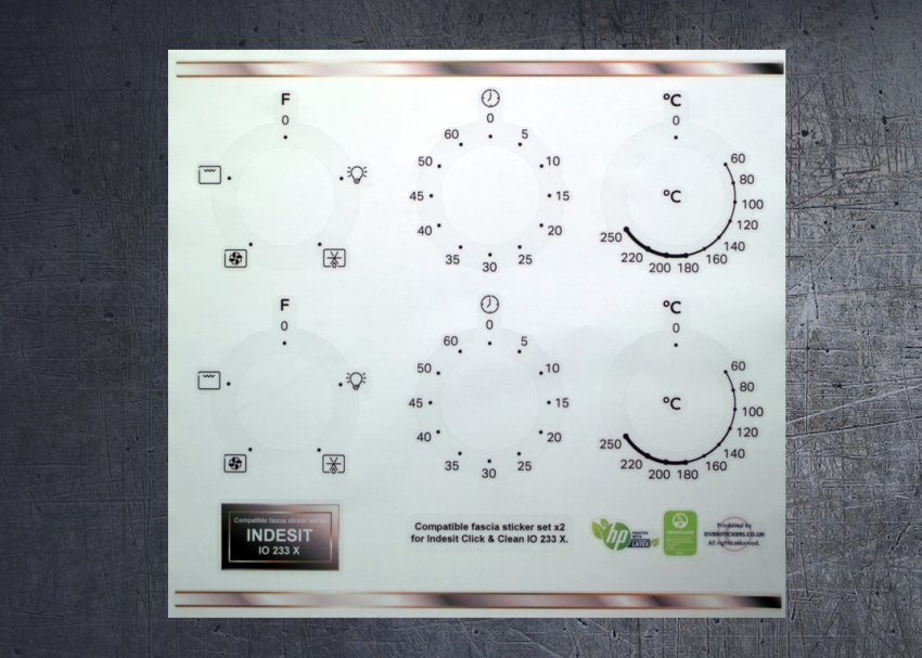 (image for) Indesit IO 233 X Compatible fascia sticker set x2. - Click Image to Close