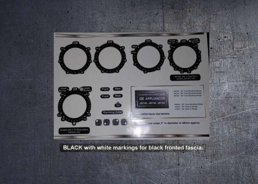 (image for) GE Appliances JS750SF3SS, JD750, JB740, JB745, JB750 Compatible fascia sticker set. - Click Image to Close