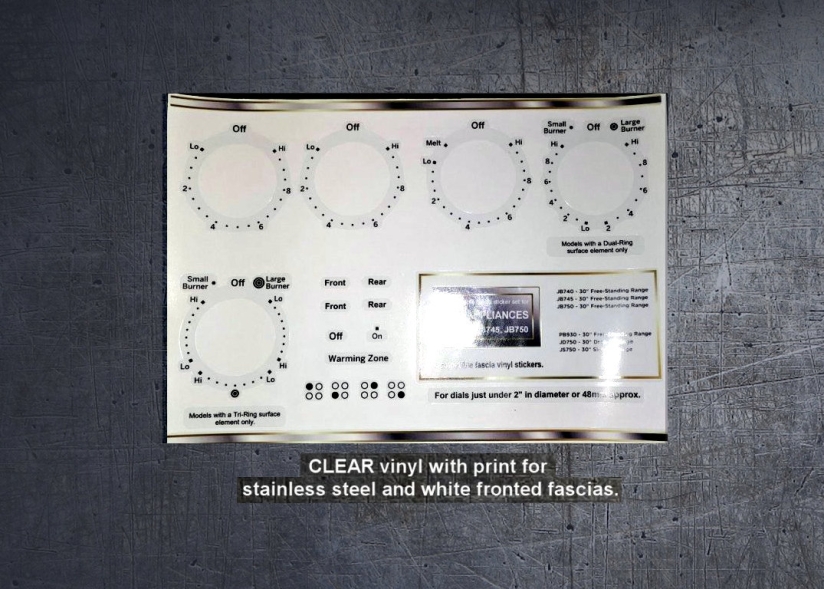 (image for) GE Appliances JS750SF3SS, JD750, JB740, JB745, JB750 Compatible fascia sticker set. - Click Image to Close