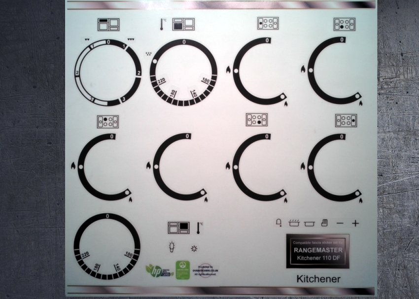 (image for) Rangemaster Kitchener 110 dual fuel compatible fascia stickers. - Click Image to Close