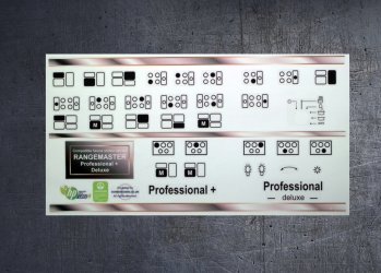 (image for) Rangemaster Professional + & deluxe compatible panel fascia sticker set.