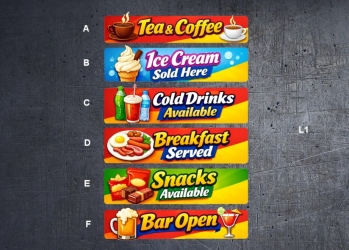 (image for) L1 Rectangle catering stickers, various types.